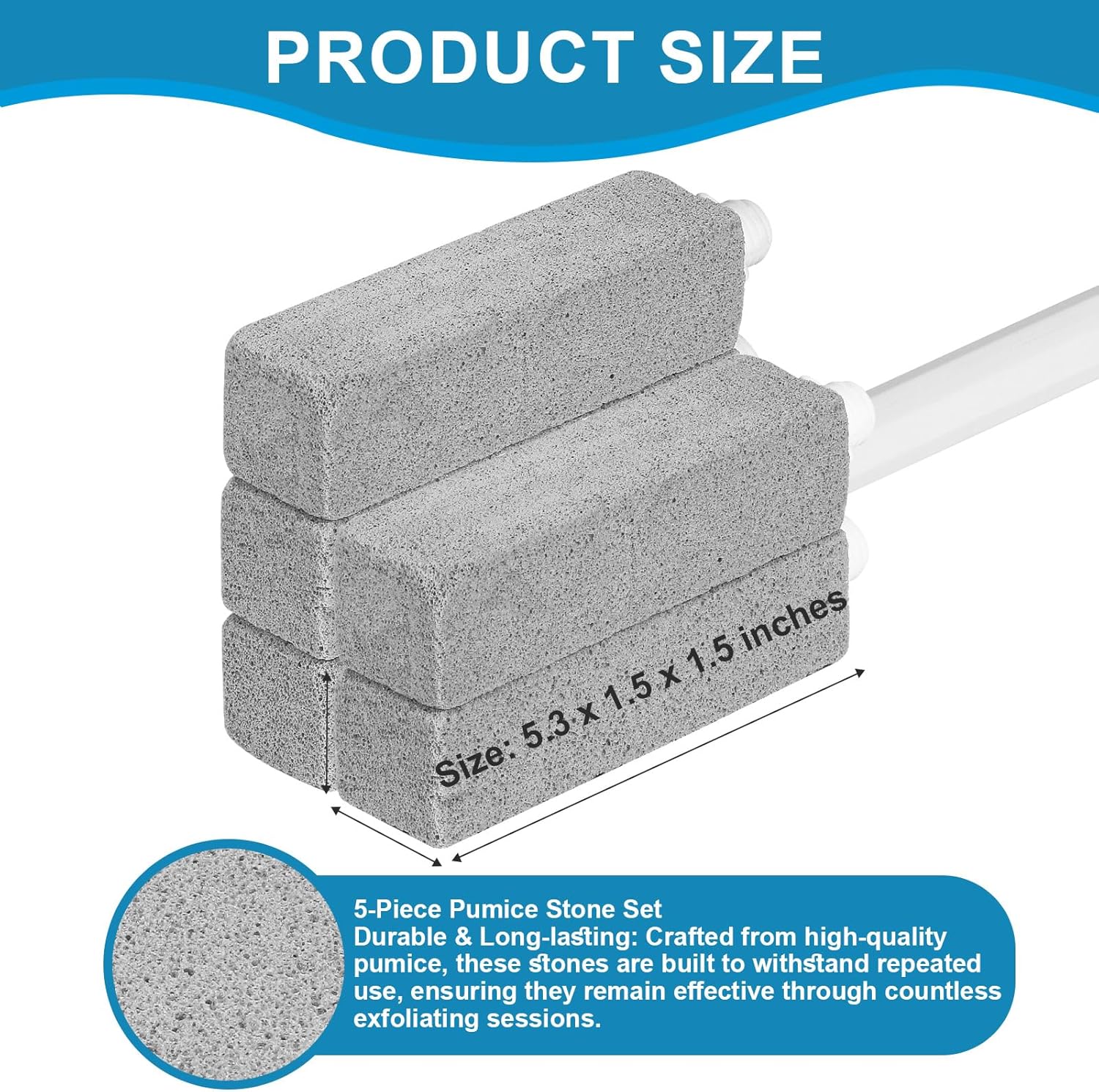5 Packs Pumice Cleaning Stone with Extra Long Handle, Pumice Stone for