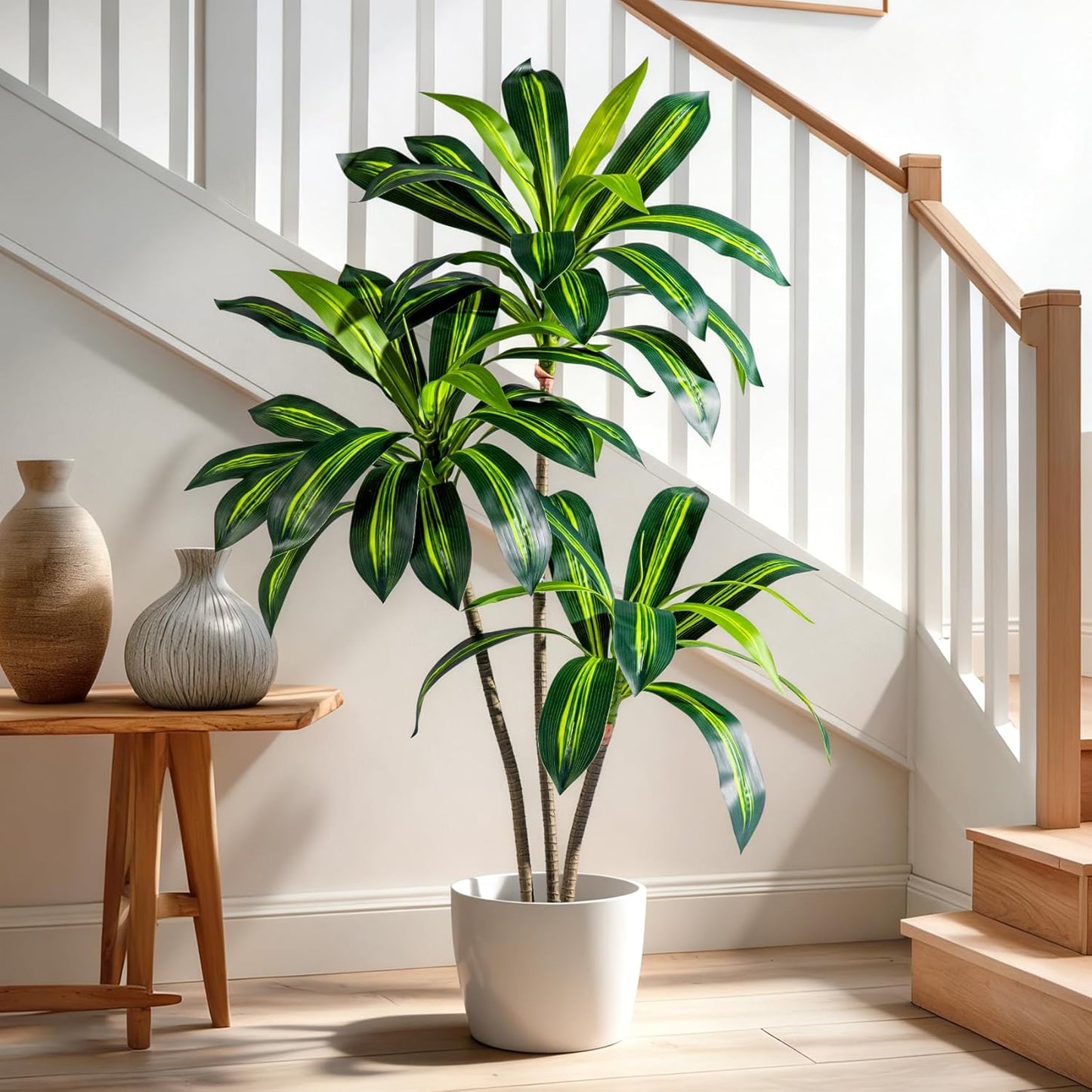 Tall Fake Tree Artificial Trees Plant with White Planter Pot Indoor Outdoor Potted Silk Plants Large Faux Trees loor Floor for Home Living Room Office Outside Patio para decoracion Housewarming Gift