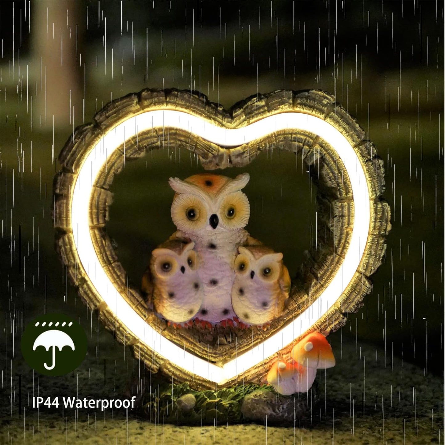 Solar Owl Garden Statue, Outdoor Waterproof Handmade Resin Statue Solar LED Lights, Warm Owl Family Decoration, Suitable for Roads, Yards, lawns