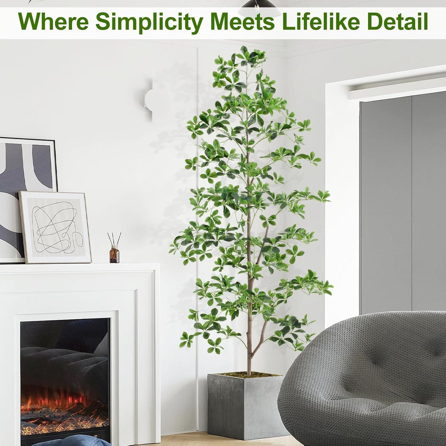 7ft Tall Artificial Black Olive Tree with 1260 Lifelike Leaves, Tall Fake Greenery Olive Silk Plants Artificial Tree Indoors in Pots, Faux Olivo Tree for Living Room Office Decor