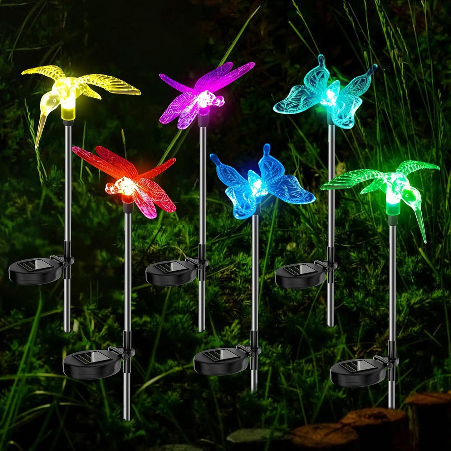 Anordsem Solar Garden Lights Outdoor: 6 Waterproof PVC Insect Stake Li
