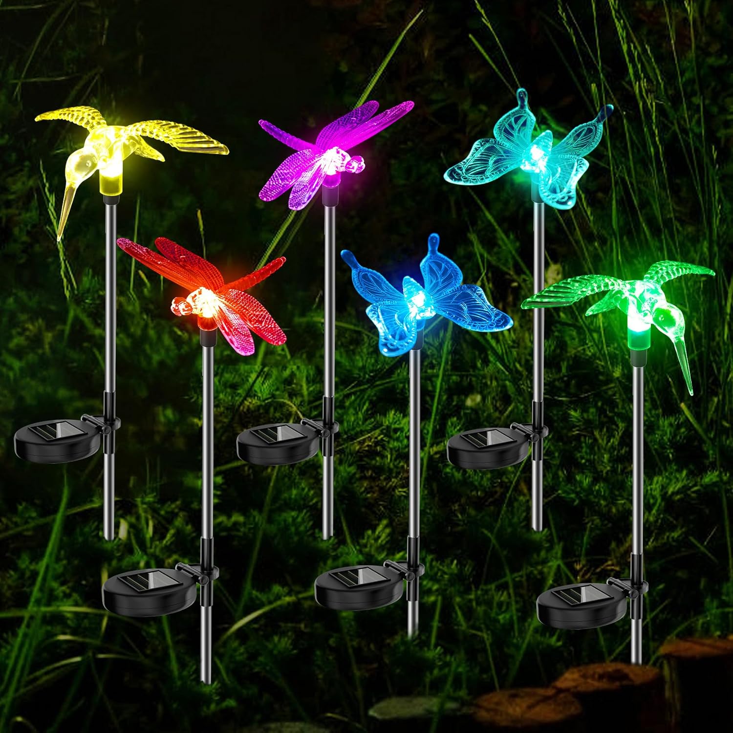 Anordsem Solar Garden Lights Outdoor: 6 Waterproof PVC Insect Stake Li