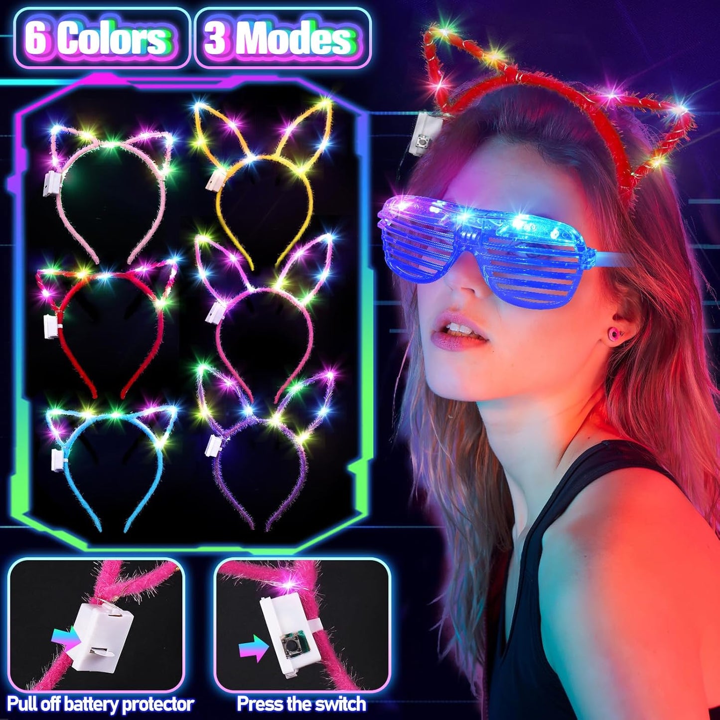 150PCS Glow in the Dark Party Supplies for Kids Adults, Light Up Party