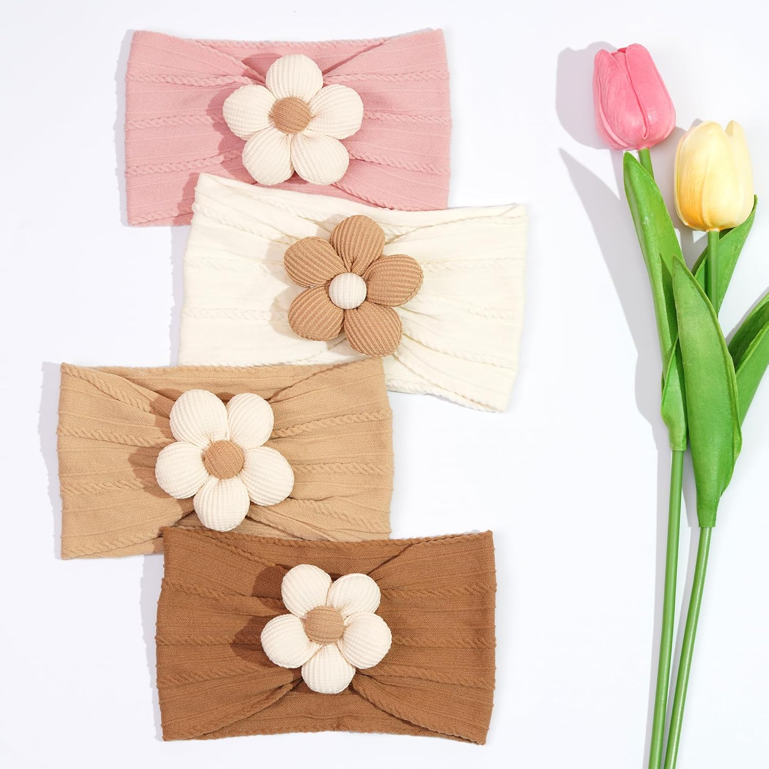 CÉLLOT 5 Pcs Baby Flower Headbands Baby Girls Nylon Headbands Soft Hai