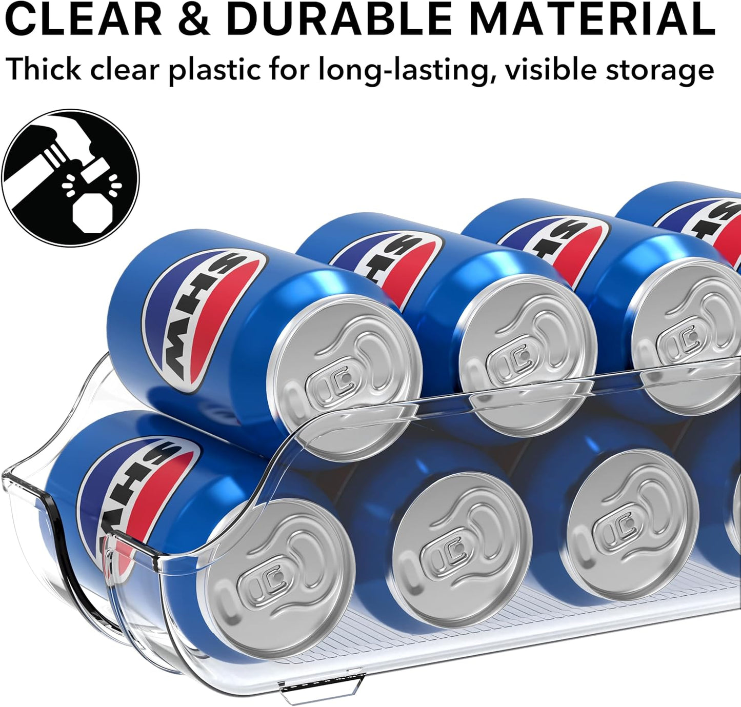Simple Houseware Soda Can Organizer and Dispenser for Refrigerator / Pantry, Clear, Set of 2