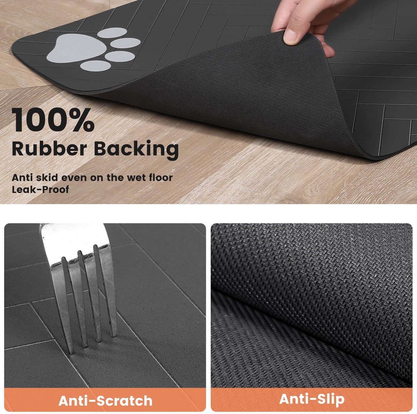 Pet Feeding Mat-Absorbent Pet Placemat for Food and Water Bowl, with W