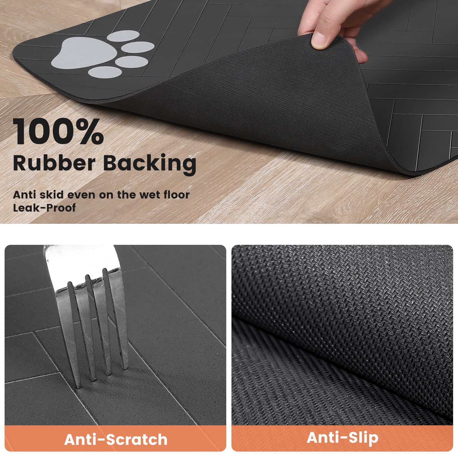 Pet Feeding Mat-Absorbent Pet Placemat for Food and Water Bowl, with W