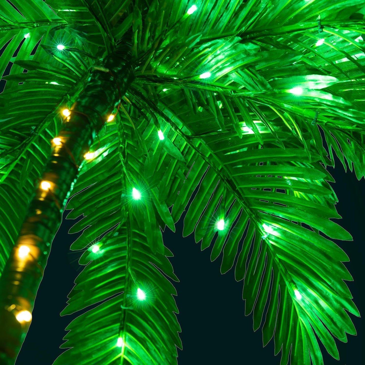 LIGHTSHARE Lighted 6FT Gorgeous Palm Tree 3Trunks Artificial Palm Tree 203LED Lights for Decoration Outdoor and Indoors Tiki Bar Christmas Patio Pool-Solar