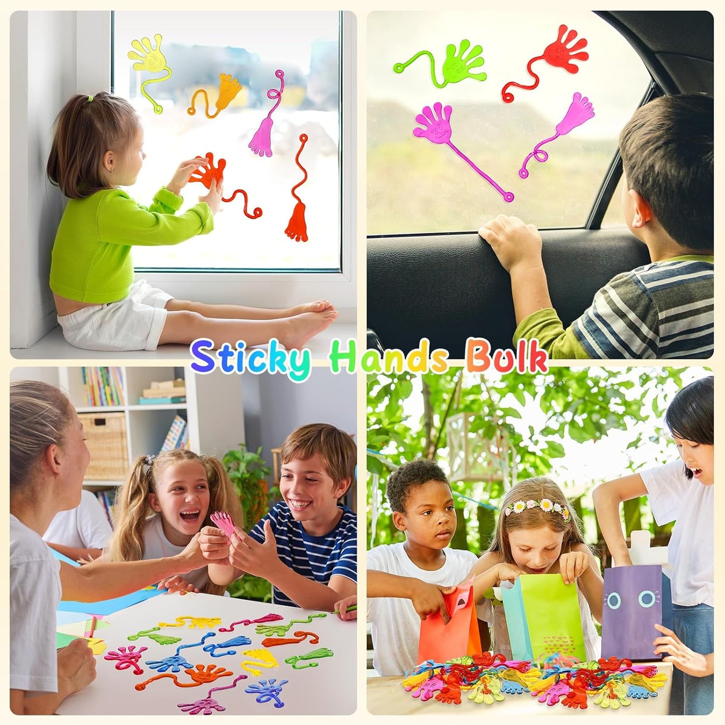 PICcircuit Sticky Hands Bulk 30 PCS Party Favors for Kids 4-8,8-12 Year Stretchy Sticky Hand Feet Goodie Bags Stuffers for Kids Classroom Prizes Easter Basket Stuffers Birthday Trinkets Slap Hand