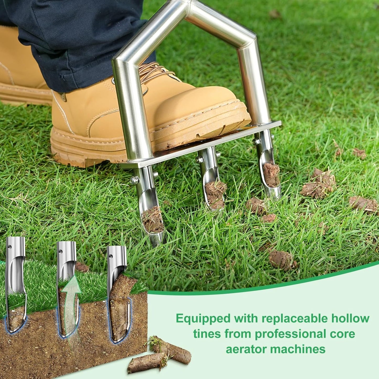 Manual Push Core Aerator Lawn Tool: Semi-Assembled Lawn Aerator with 3