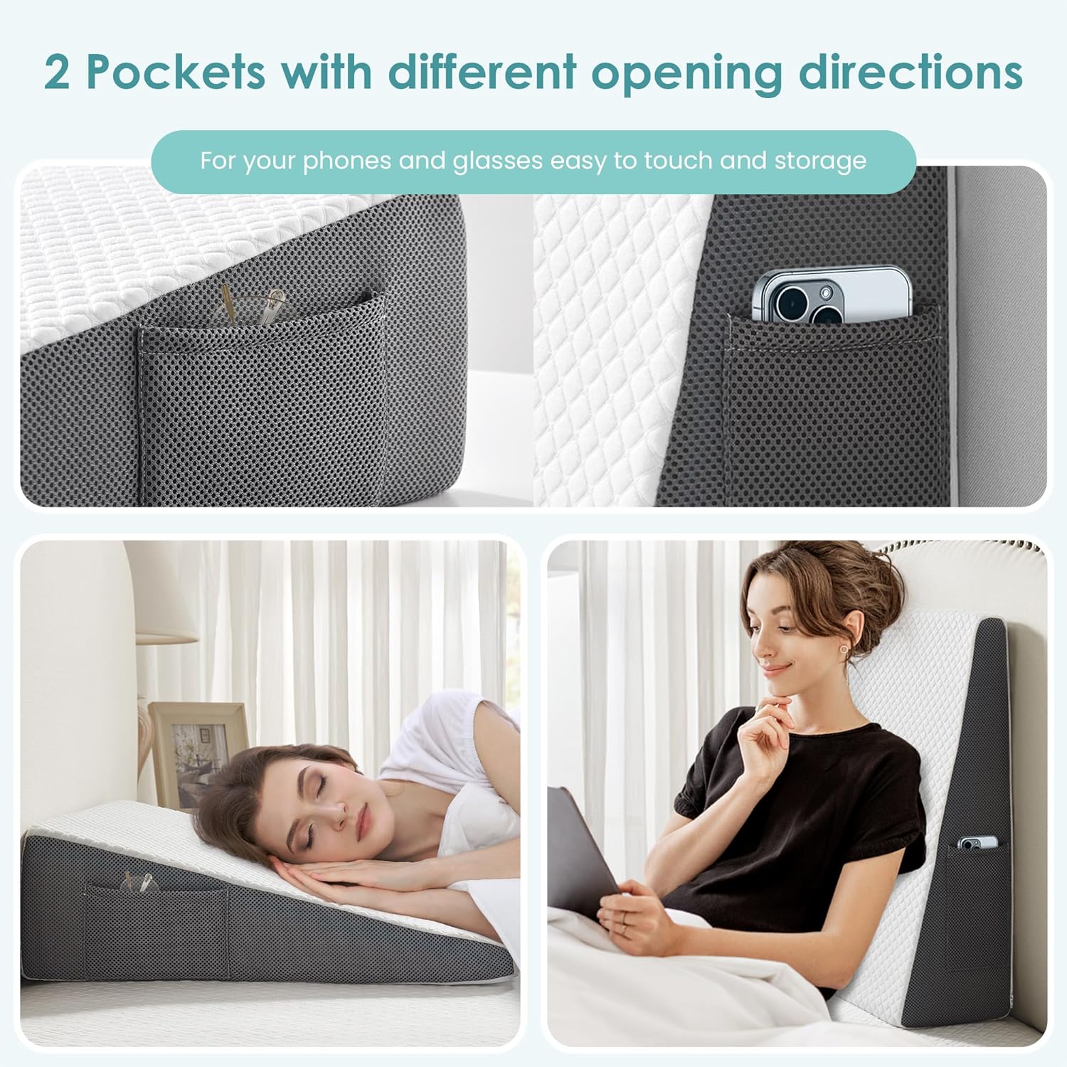 Cozymaker 7.5" Bed Wedge Pillow for Sleeping After Surgery, Back Suppo