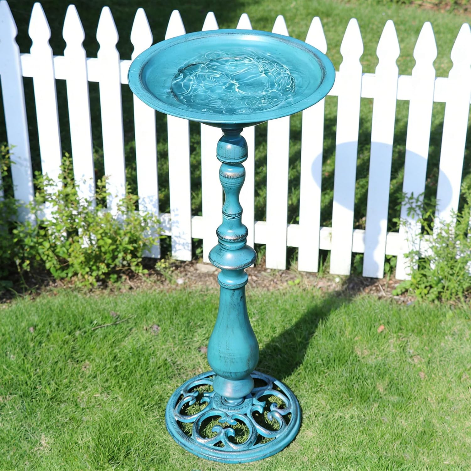 26.6”H×12.3" W Cast Iron Pedestal Bird Bath，Metal Birdbaths Bird Feede