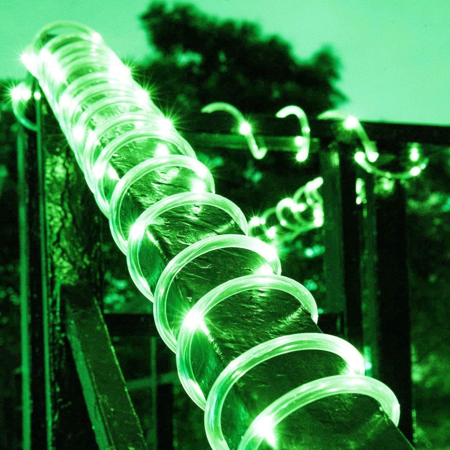 Solar Rope Lights, 50 LEDs 23ft Waterproof Outdoor String Lights with 8 Modes, Solar Powered Garden Lights for Yard, Fence, Path, Tree, Wedding & Party Decoration (Green)