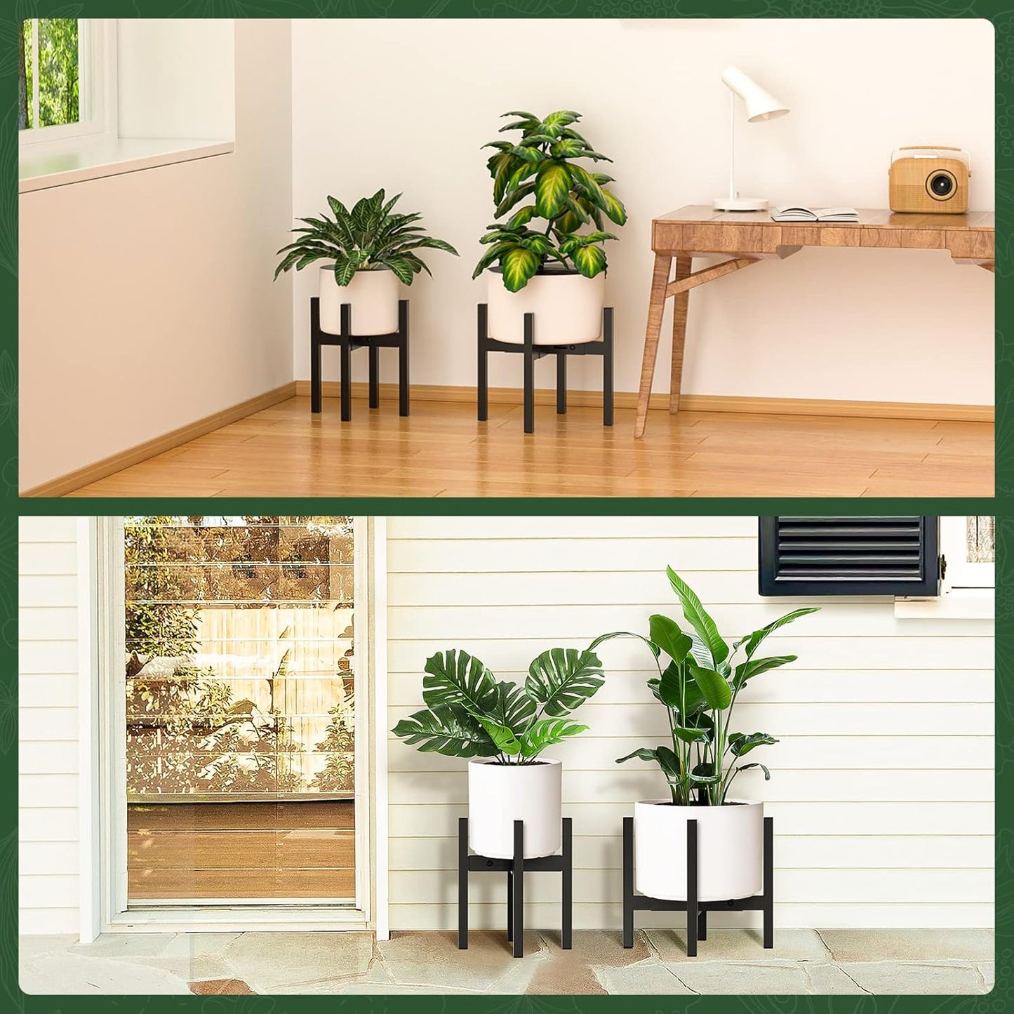 Adjustable Metal Plant Stand - Plants Holder Fits for 8-14 Inches Planter Flower Pots Indoor Outdoor ( Pot & Plant Not Included) -2 pack