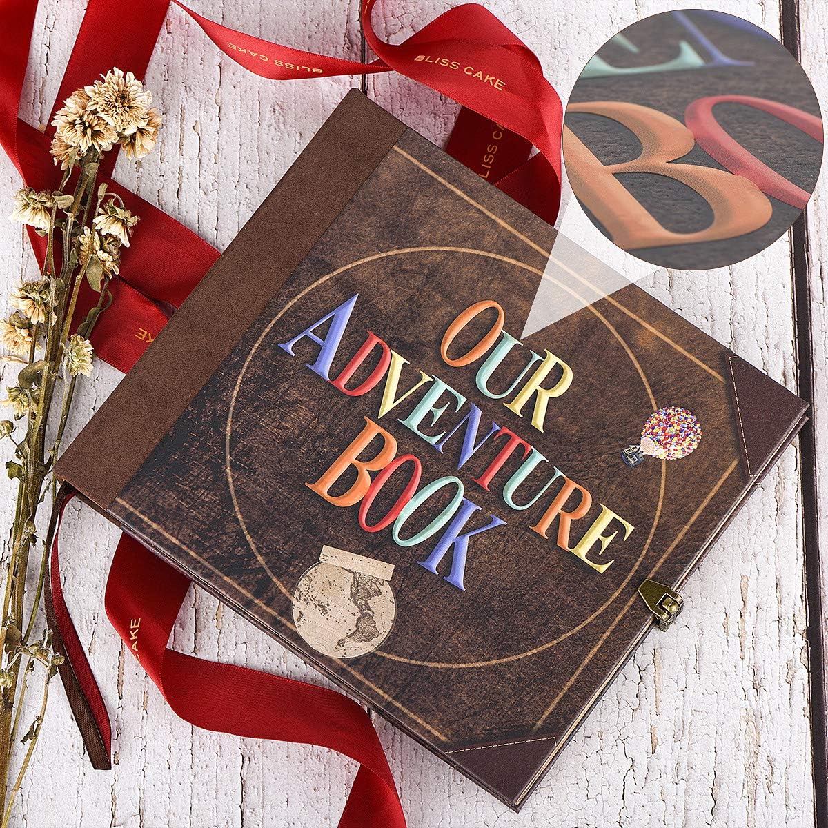 Our Adventure Book Travel Diary Photo Book, Scrapbook, Photo Album - Retro Vintage Souvenirs, DIY Guestbook for Anniversary, Wedding, Travel Writing, Baby & Friend Gifts, Heartfelt Present (Ball)