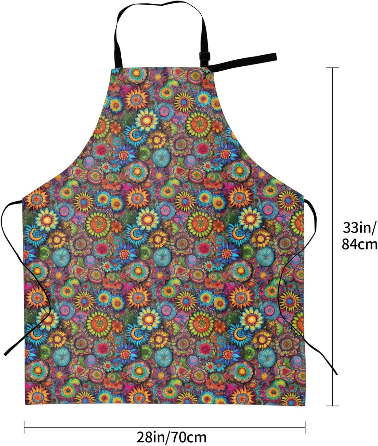 YANYU Hippie Pattern Print 28x33 In Kitchen Apron Stylish Chef Apron with Pockets for Cooking Baking Painting
