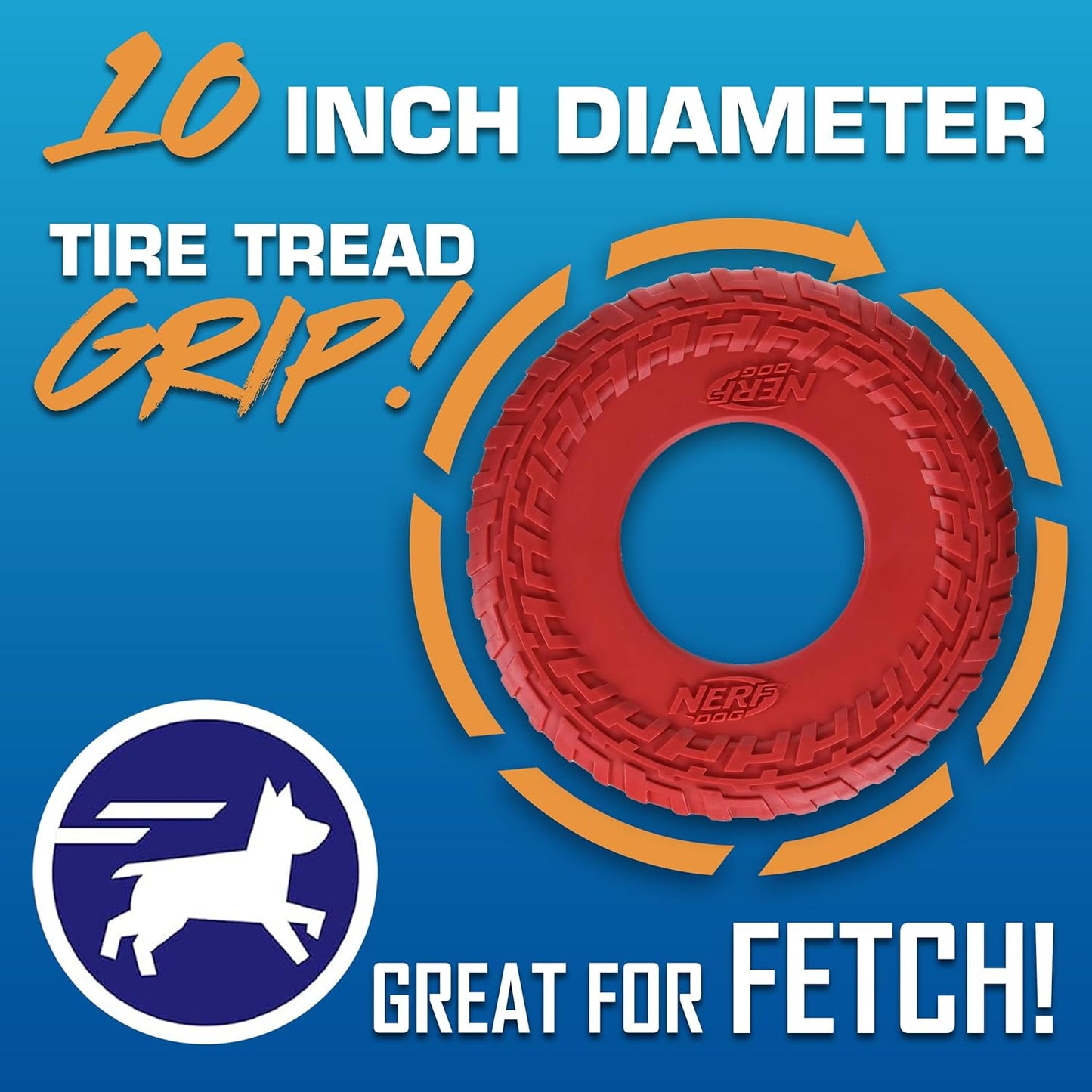 Nerf Dog Tire Flyer Dog Toy Gift Set, 10 Inch Flying Disc Dog Fetch To