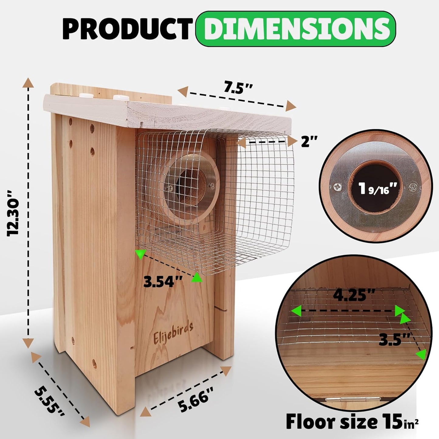Premium Cedar Bluebird House for Outside - Wooden Bird Box with White Painted Roof & Noel Guard Predator Protection - Durable Birdhouses for Outdoors & Blue Bird Nesting