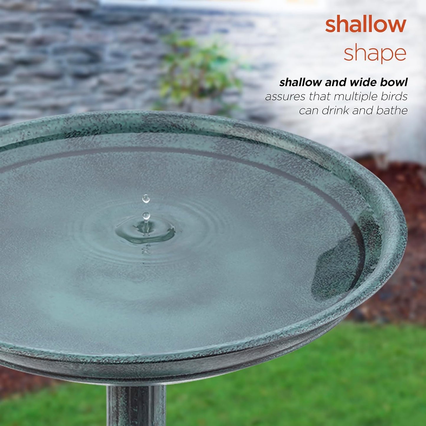 Alpine Corporation 25" Tall Outdoor Birdbath with Planter Pedestal Yard Statue, Stunning Garden Accent, 15" Round, Green
