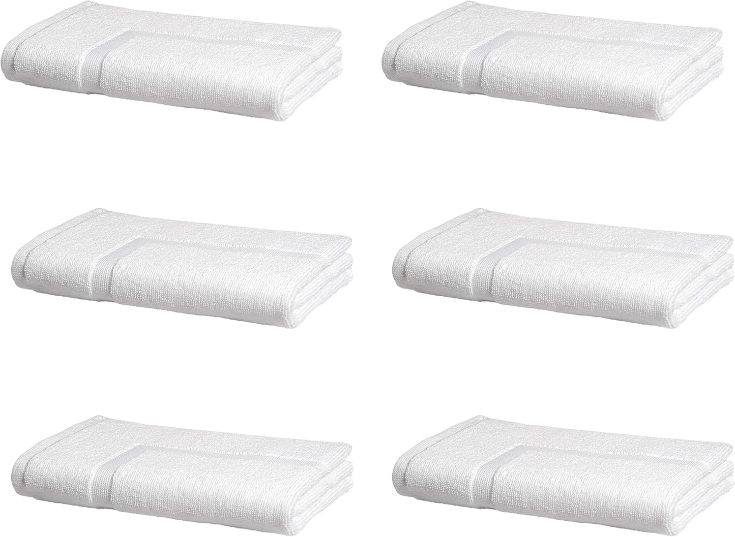 Amazon Basics Premium 100% Cotton, Absorbent Soft Bath Mat, Machine Washable, 684 GSM, White, 30" x 20" Hotel Spa Shower/Bathtub Mats, Pack of 6