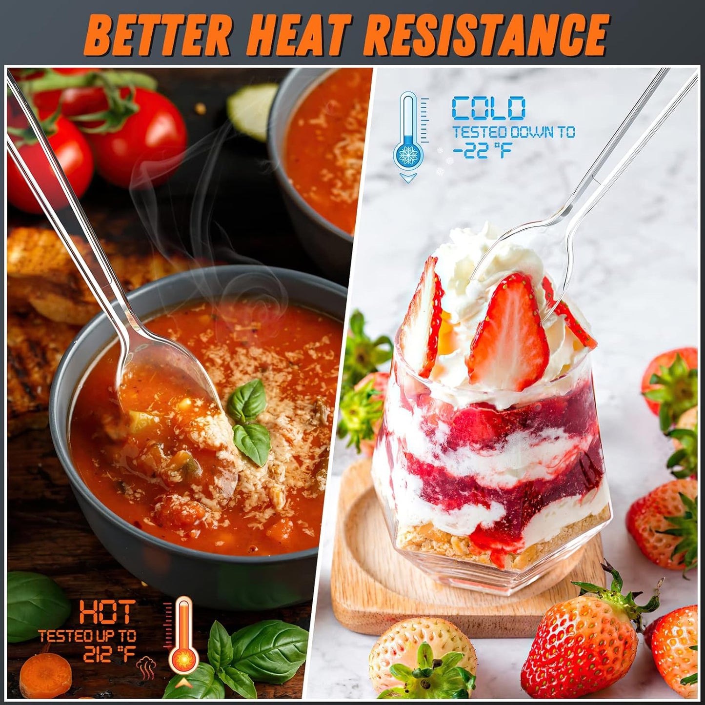 6.8" Clear Plastic Spoons Heavy Duty with Heat Resistant & BPA Free, Solid and Durable Plastic Cutlery, Premium Disposable Spoons for Party Supply(84 Count)