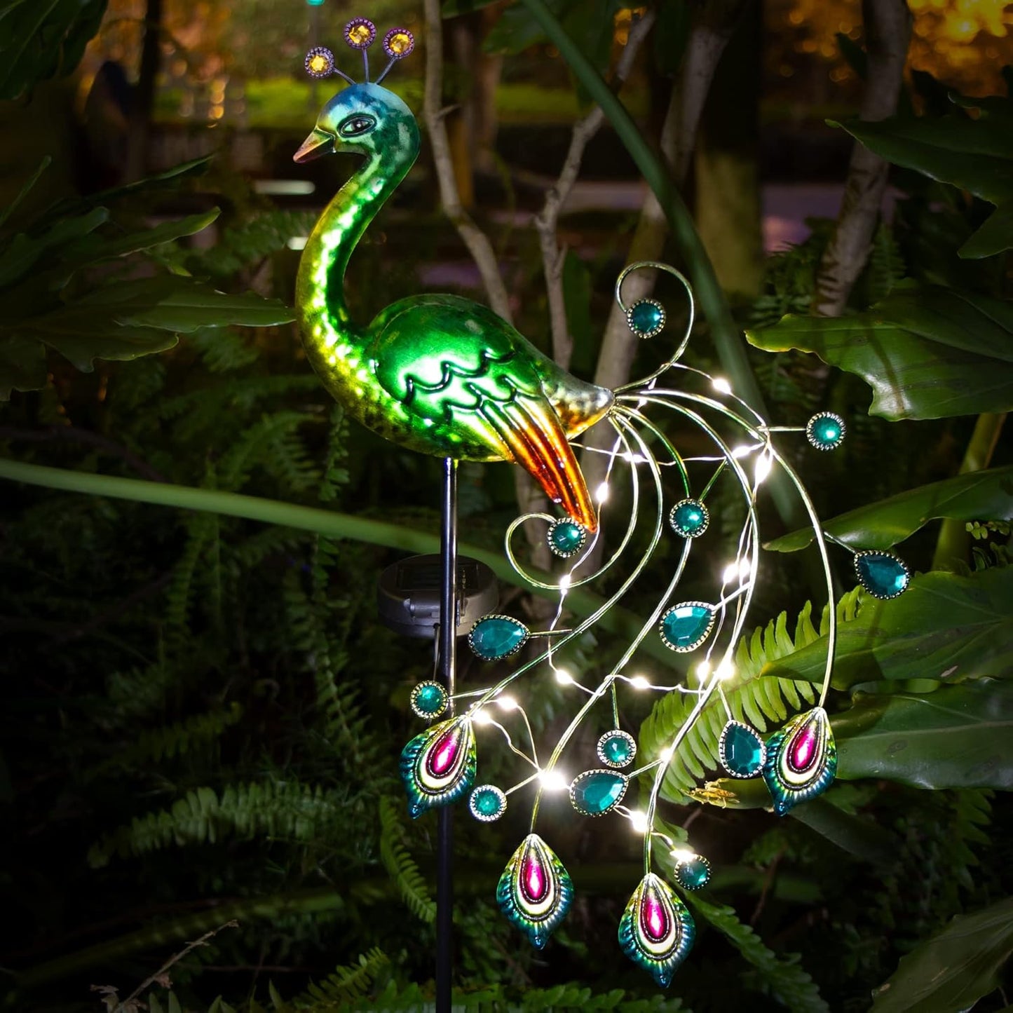 Glintoper Solar Garden Lights, 39 Inch Height Outdoor Metal Peacock De