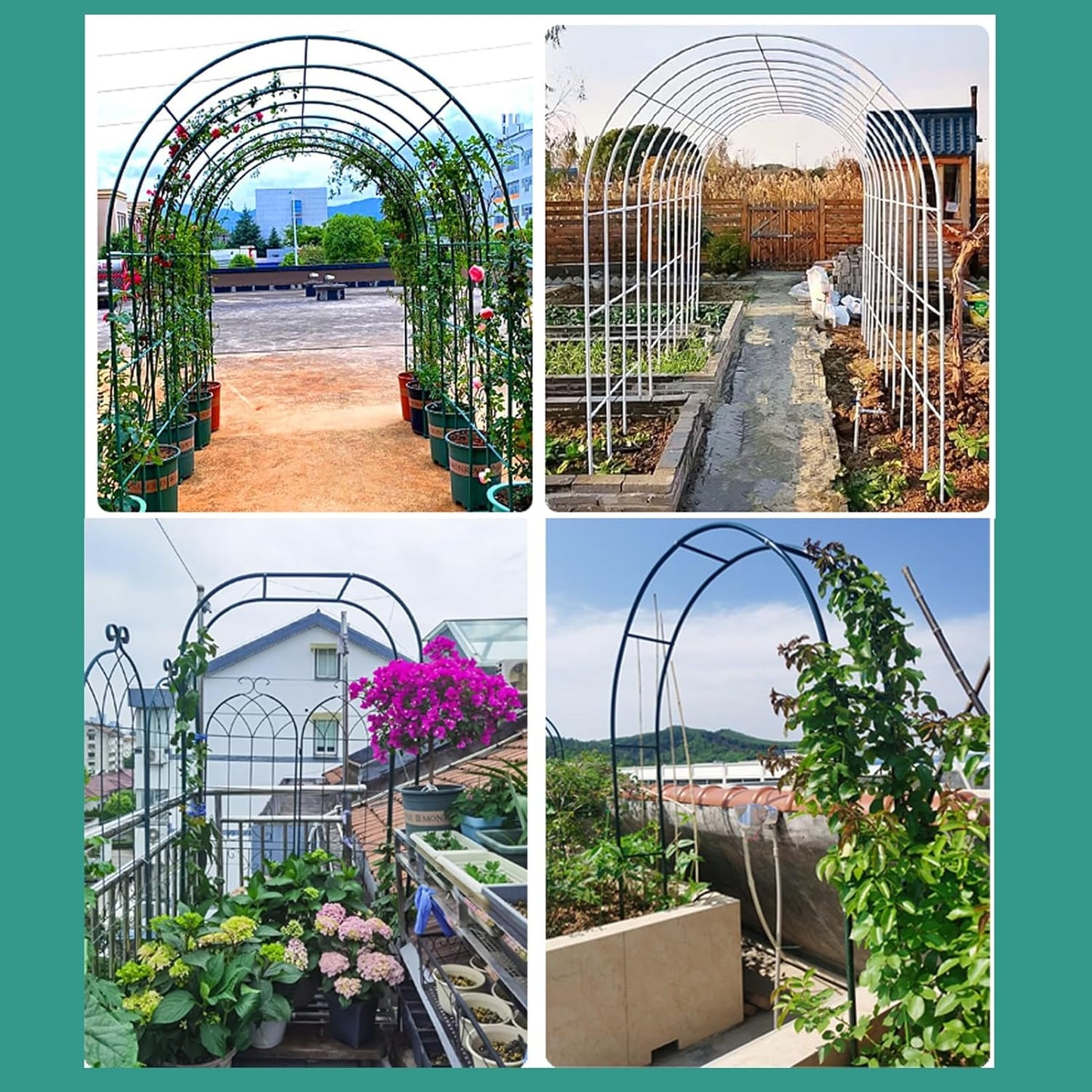 Garden Arch Trellis for Climbing Plants, Wedding Archway, Easy Assembly Rose Arbor, Outdoor Garden Decoration, Green Color, 140x230x25cm, Durable Support Structure