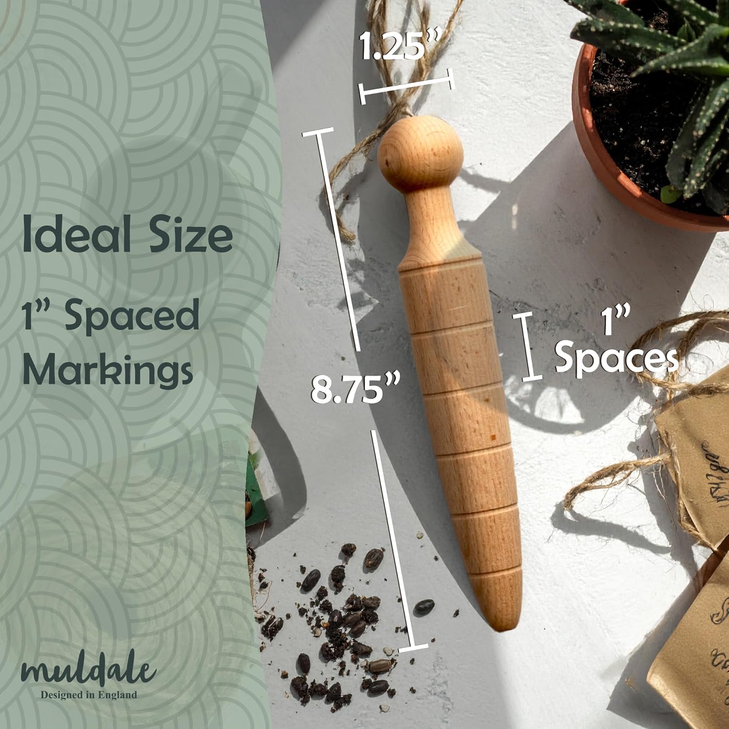 Garden Dibber Seed Planter Tool – Wooden Seed Dibber for Planting Tape
