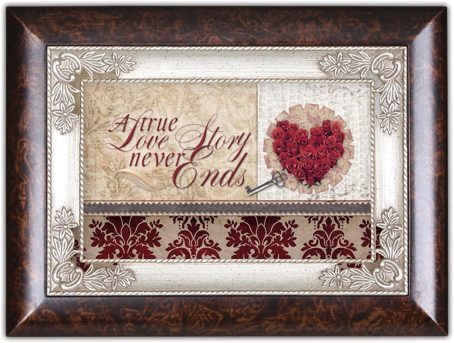 Cottage Garden A True Love Story Never Ends Red Burlwood Jewelry Music