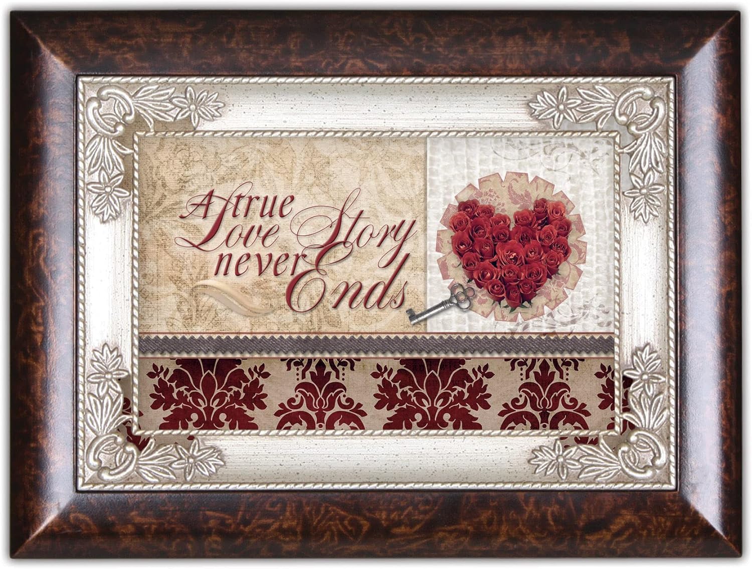 Cottage Garden A True Love Story Never Ends Red Burlwood Jewelry Music