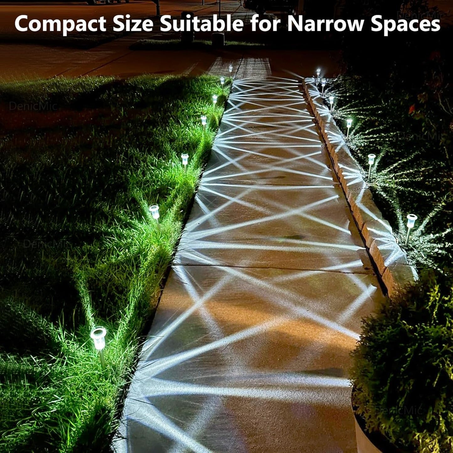 DenicMic Solar Lights Outdoor 10 Pack Waterproof 6000K Cold White LED 