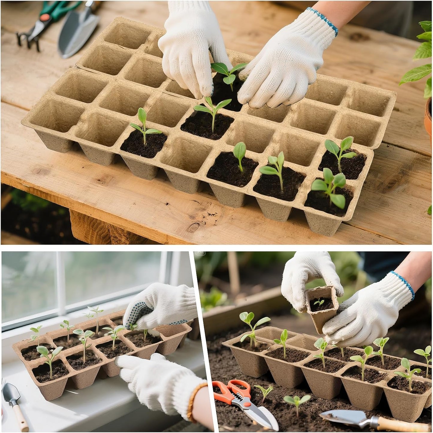 200 Cells Peat Pots, Seed Starter Trays Planting Trays for Seedlings, 
