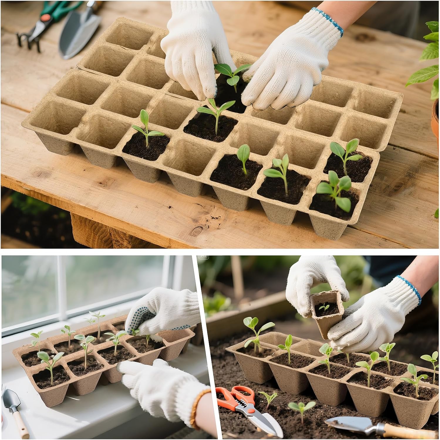 200 Cells Peat Pots, Seed Starter Trays Planting Trays for Seedlings, 