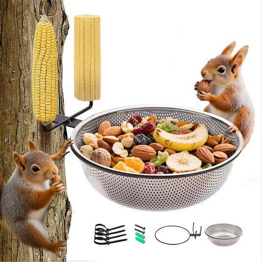 Squirrel Feeder Bowl (2L) Trees or Fences Mounted, Removable Squirrel 