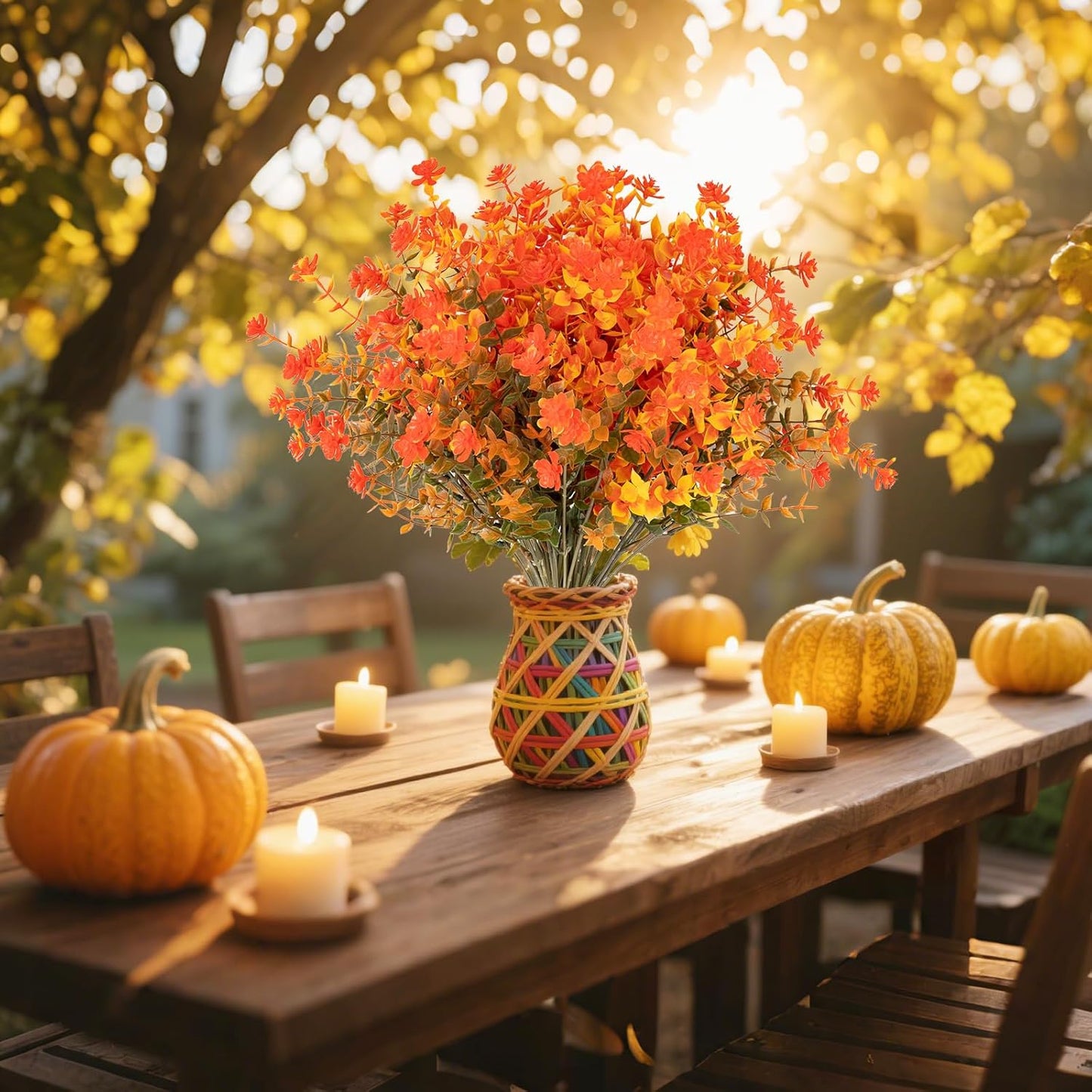 16 Bundles Artificial Flowers for Outdoors, Indoor Fake Plants with Gr