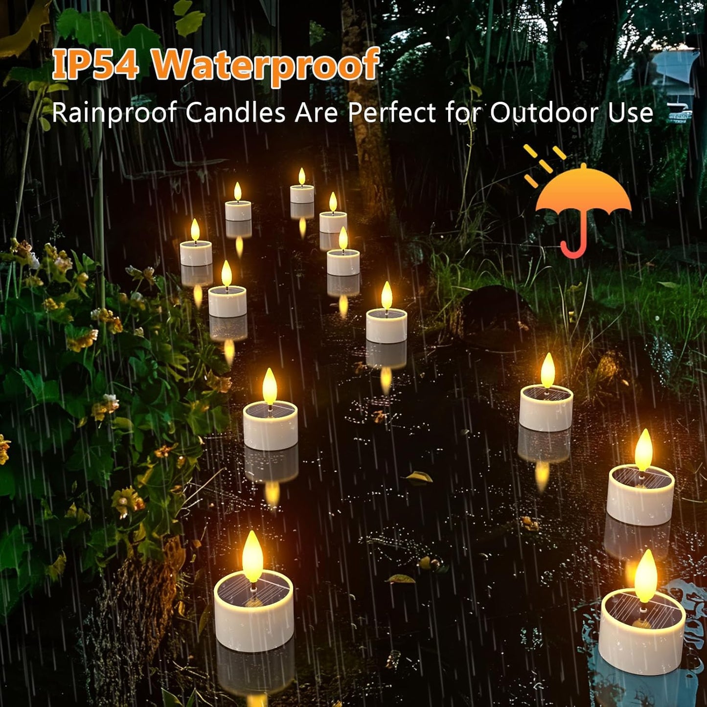 PChero 12 Pack Solar Tea Lights Outdoor Waterproof, Small Solar Lights with Dusk to Dawn Sensor, LED Tealight Candles for Lantern Garden Camping Outside Patio Home Decor,1.5" x 2.1"