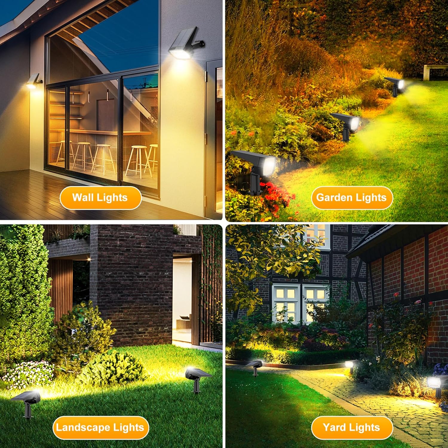 Fabrito Solar Spot Lights Outdoor Waterproof, 72 LEDs Landscape Spotli