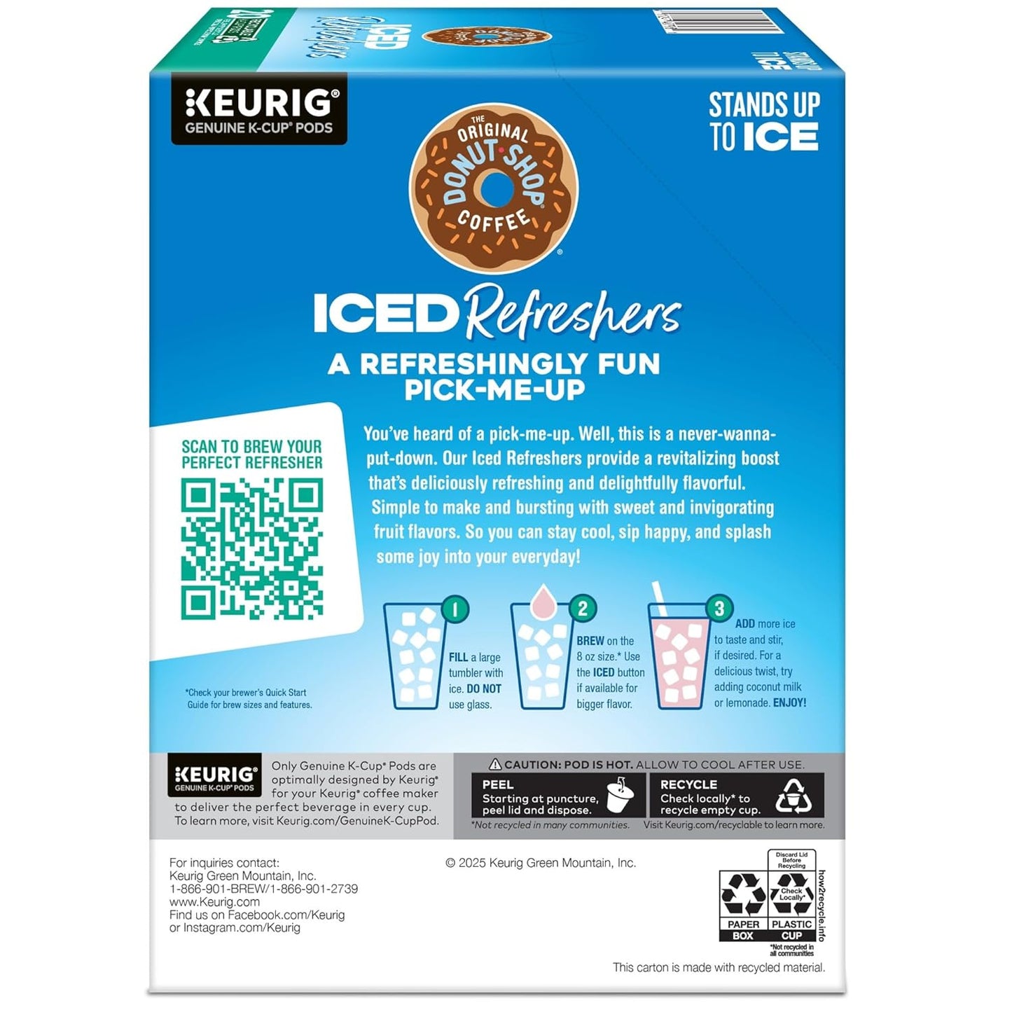 The Original Donut Shop, Iced Refreshers, Keurig Single Serve K-Cup Pod Variety Pack, Strawberry Acai, Pineapple Passionfruit, Mango Dragonfruit Lemonade, Berry Chill, 20-Count