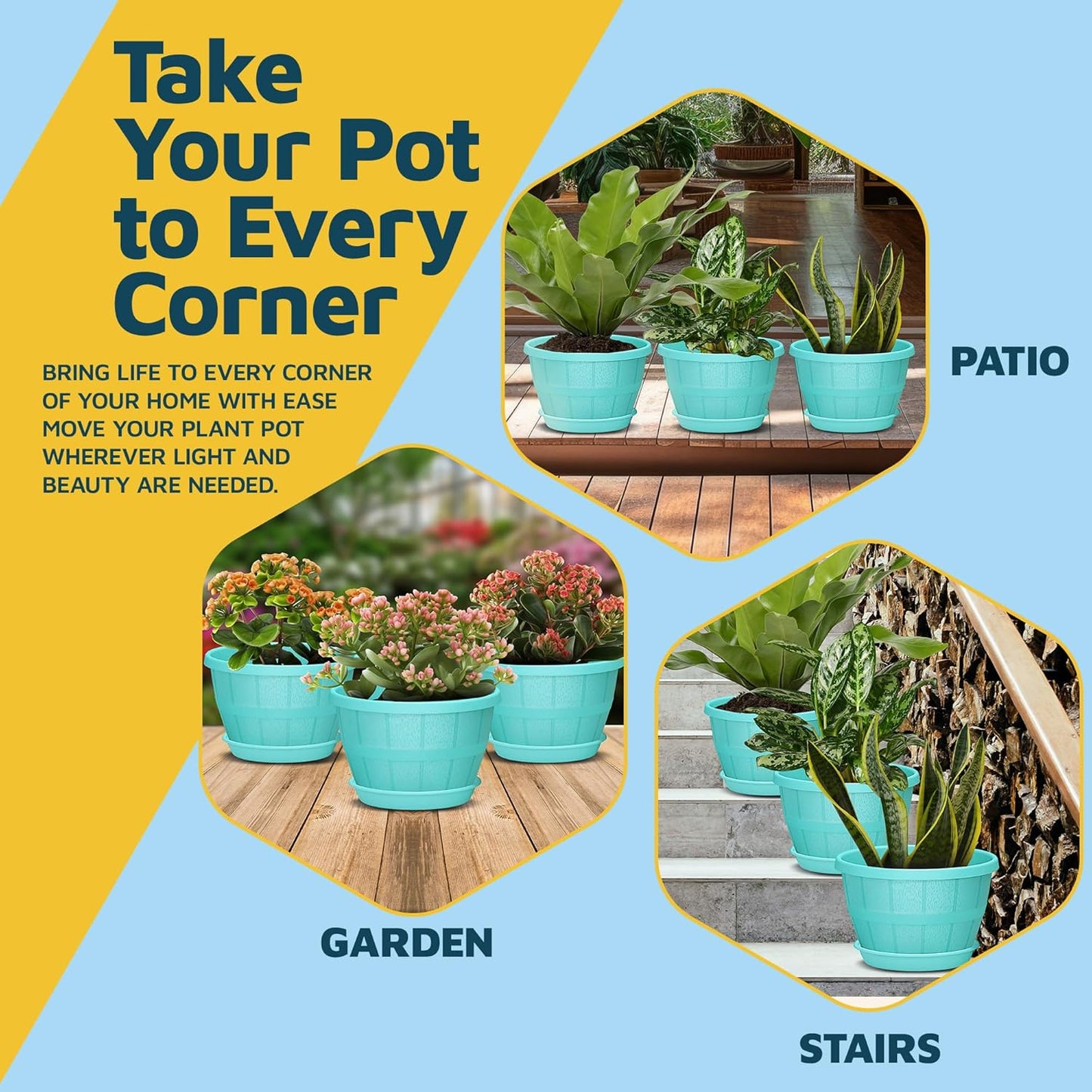 10-Inch Whiskey Barrel Planters Outdoor Pack of 10 - Durable Plastic P