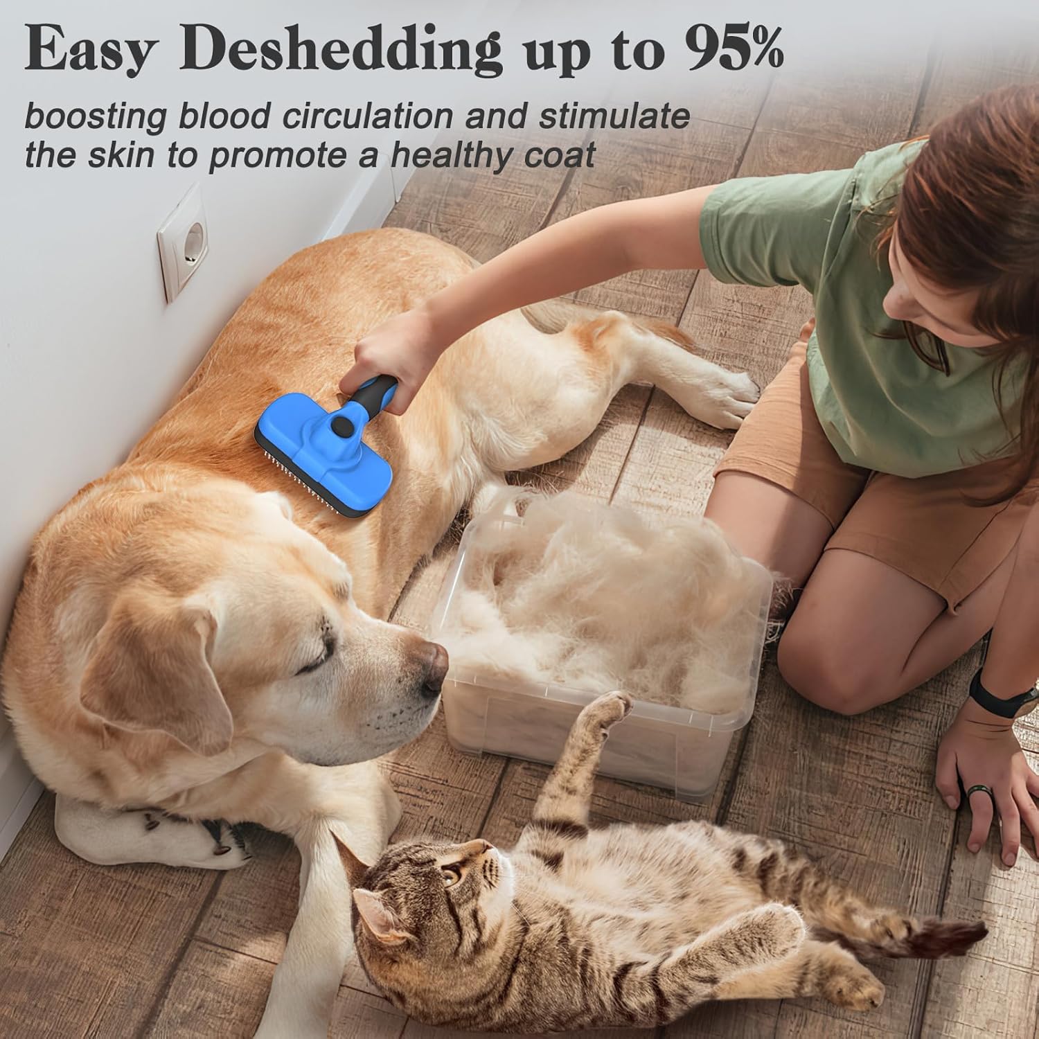 Swihauk Self Cleaning Slicker Brush - Skin Friendly Deshedding Groomin