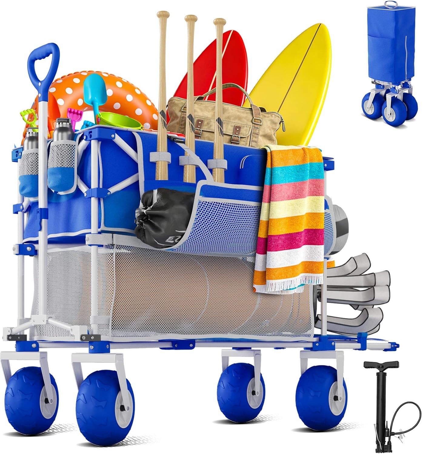 𝐔𝐩𝐠𝐫𝐚𝐝𝐞 Beach Wagon with Big Wheels for Sand, Double-Layer, 9" 