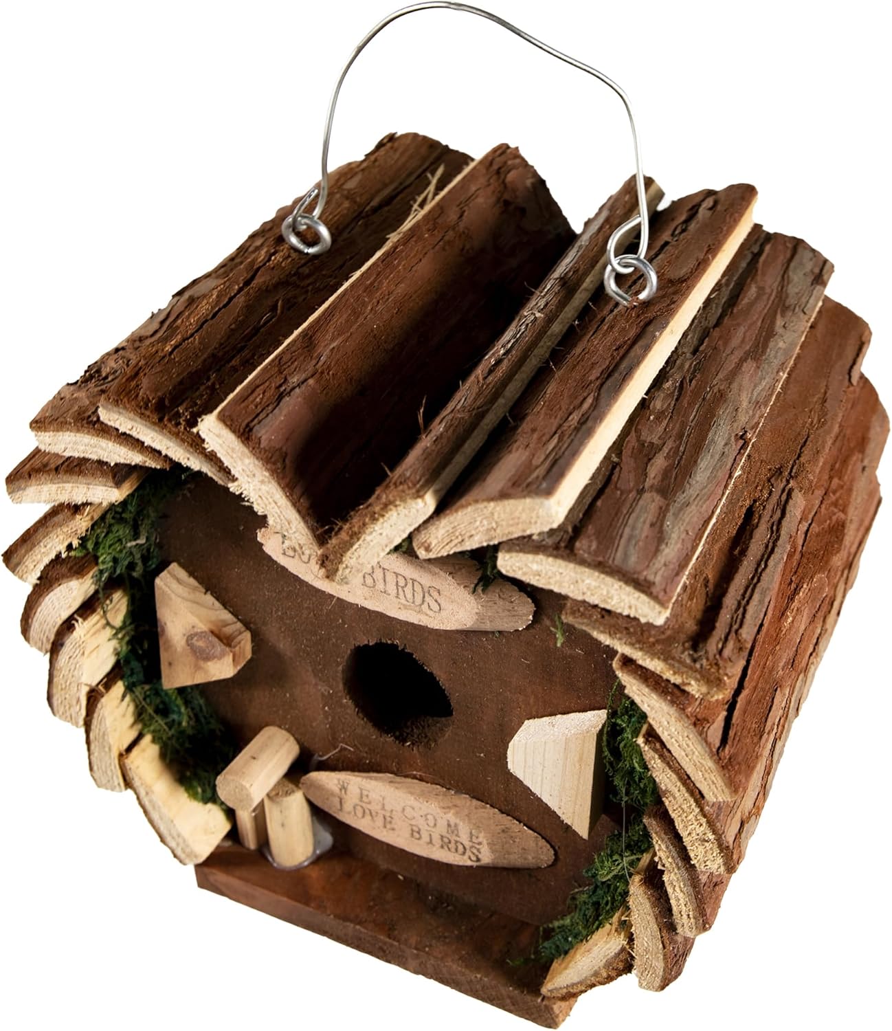Cartanfill-Handmade Wooden Outdoor Birdhouse for Cardinals, Hanging Garden Birdhouse for Viewing, 7-Inch, Wild Bird Feeder, Ranch Patio Yard Tree Hanging (A)