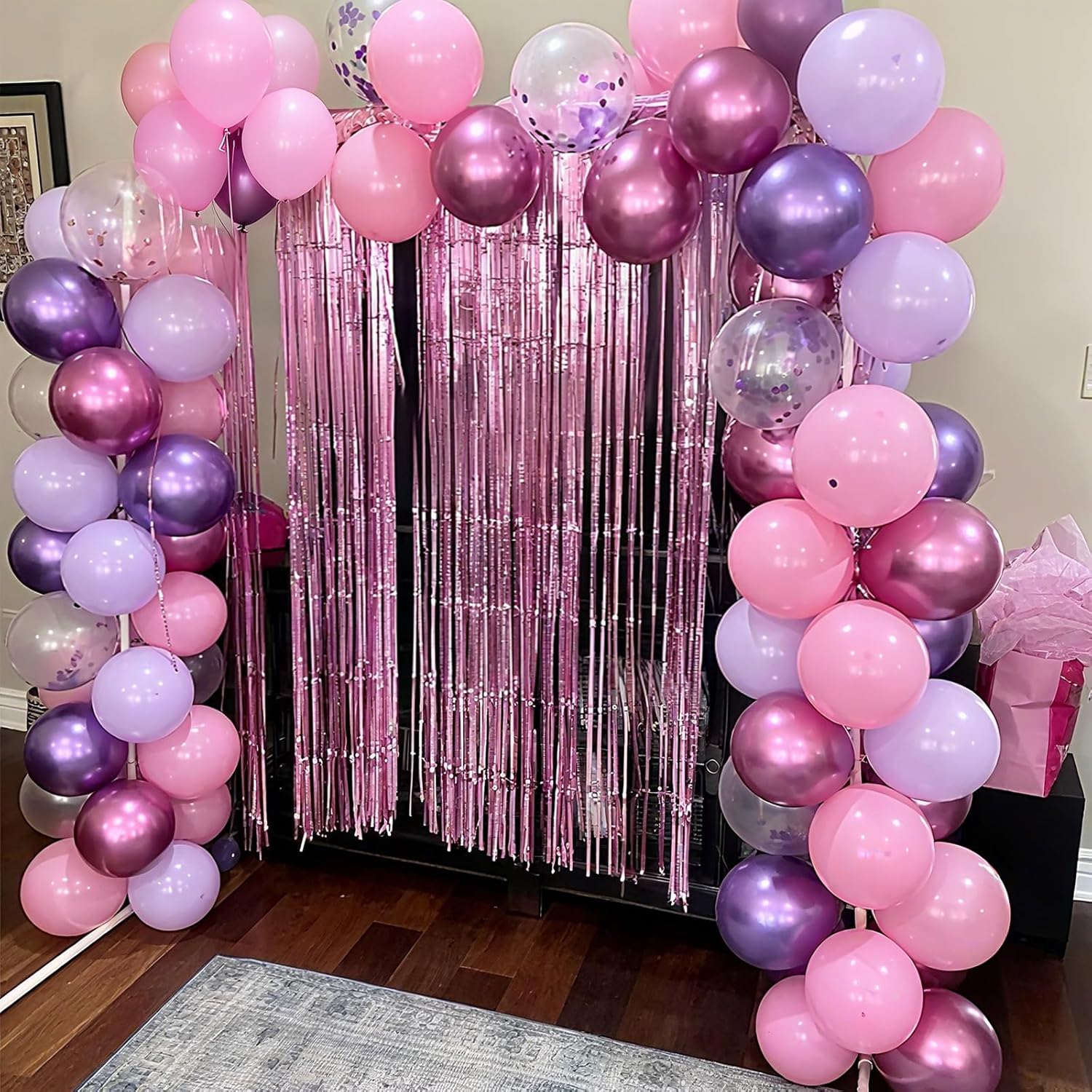Pink and Purple Balloons, 50PCS 12 Inch Confetti Balloons, Metallic Pu