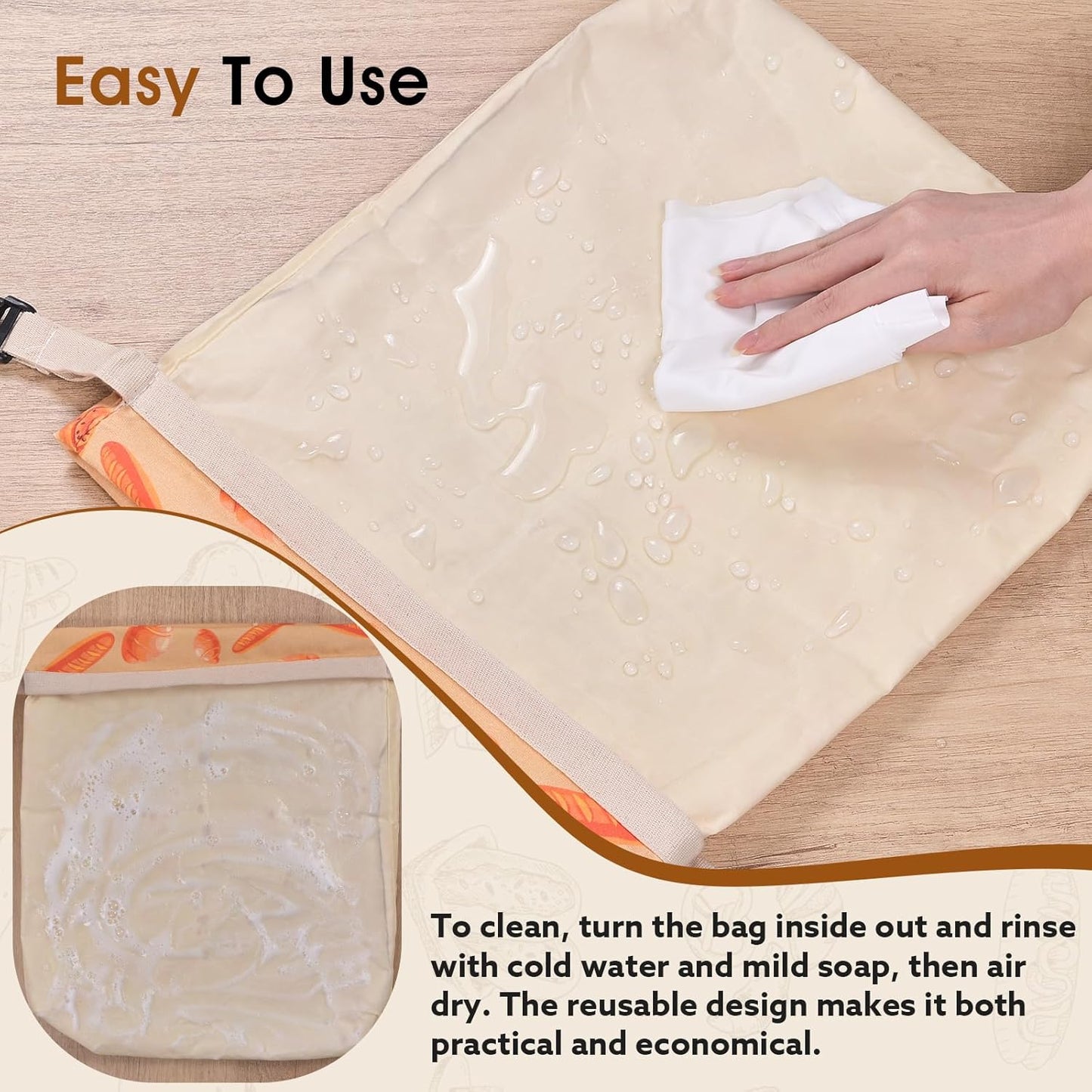 2 Pack Beeswax Bread Bags for Sourdough Homemade Bread, XL Cotton Lining Sourdough Reusable Natural Beeswax Bread Storage Bag, Keep Fresh and Upgraded Large Capacity Portable