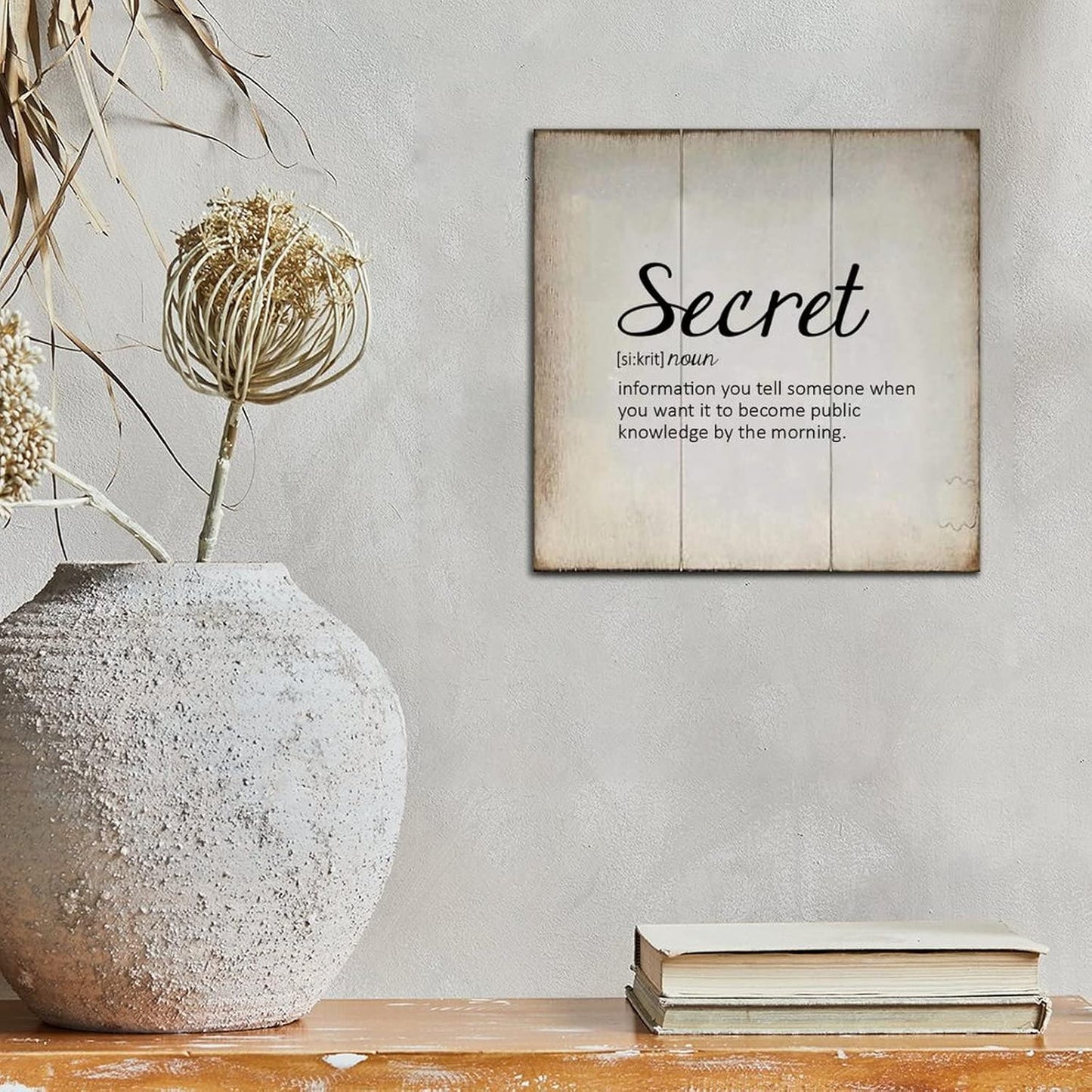 LITTLEGROVE SEEDS Vintage Wood Signs Secret Definition Typography Wooden Sign Secret Wall Decorations for Living Room Rustic Wall Art for Home Man Cave Door Porch Garden Party 8x8in