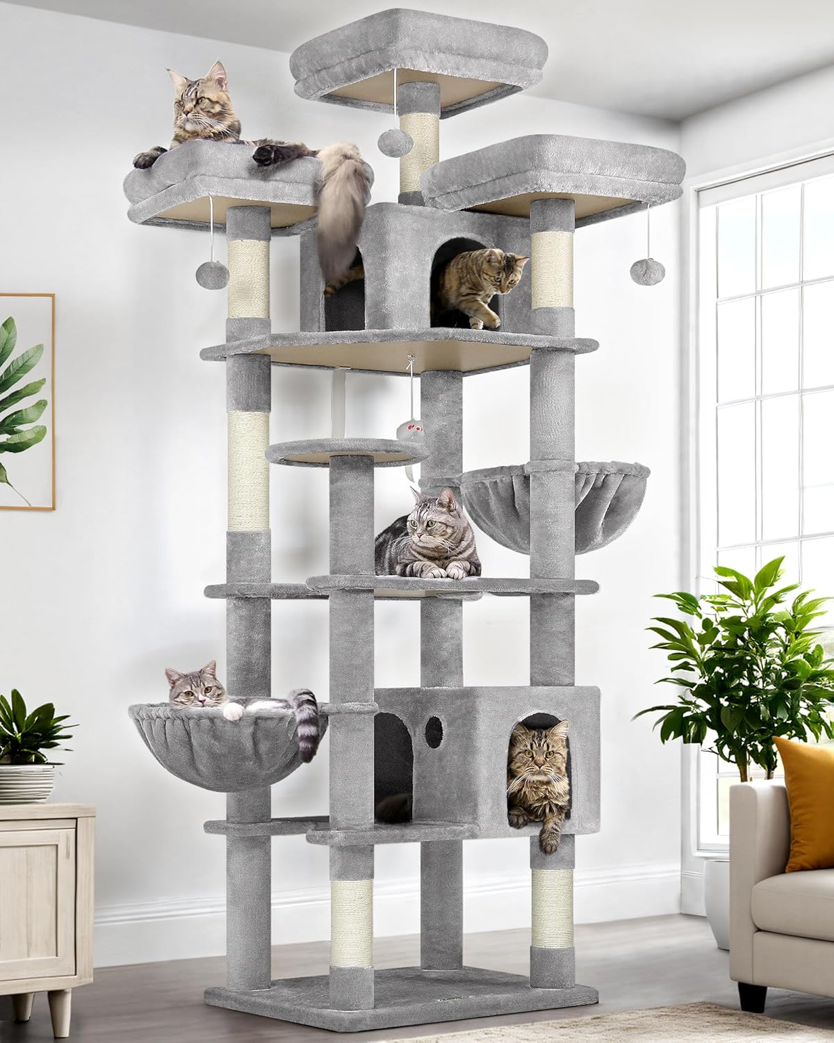 Globlazer Cat Trees and Towers for Multiple Adult Cats, 82-inch XXL Ta