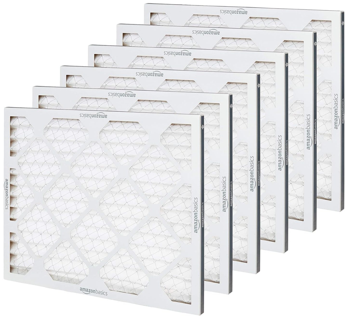 Amazon Basics 16x20x1 Air Filter 6-Pack, MERV 8 AC Furnace Filters, Allergy Control, Removes Dust, Lint and Pollen, Electrostatic (Actual Size: 15.75" x 19.75" x 0.75")