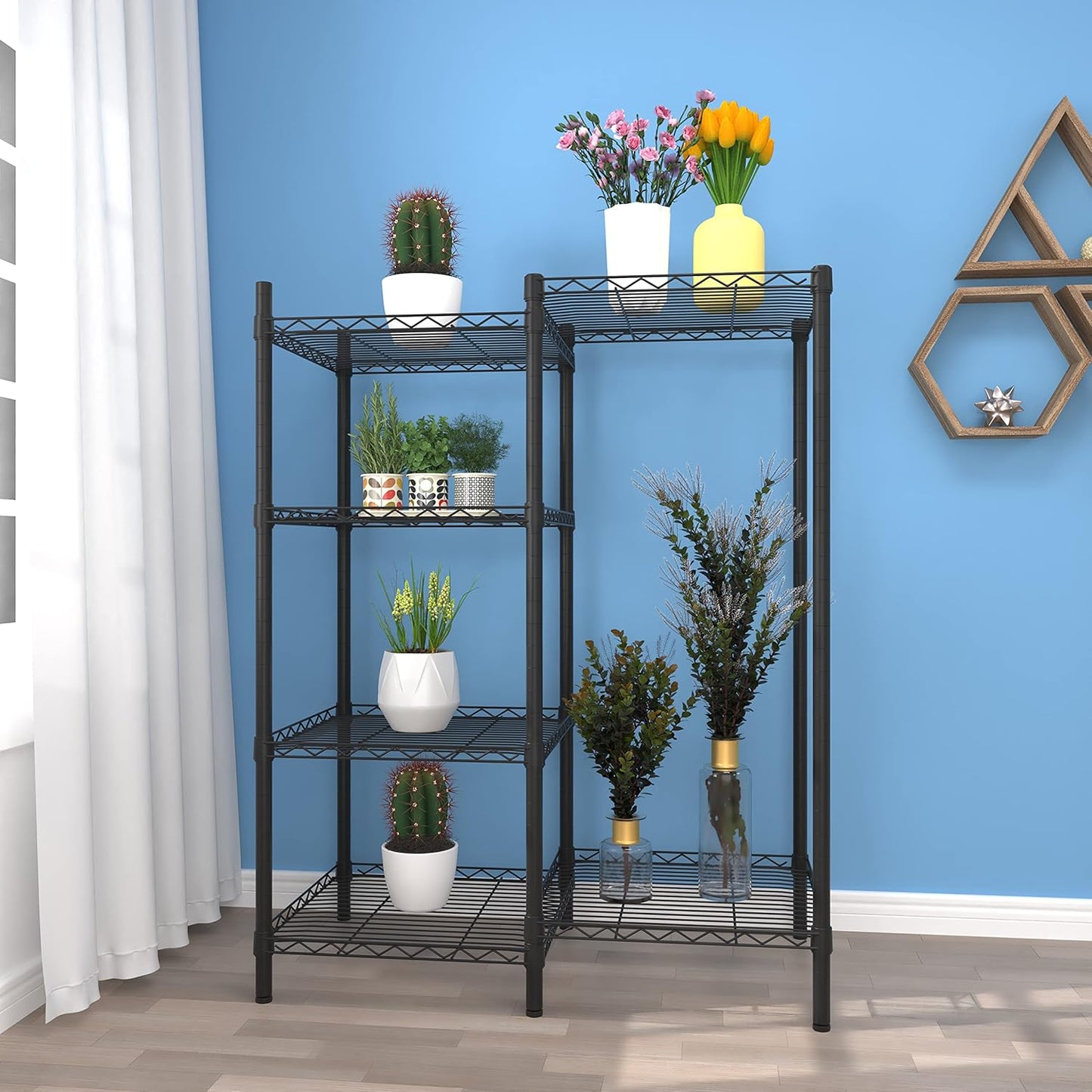 Xiofio 6-Tier Metal Plant Stand for Indoor Outdoor, Multiple Flower Po