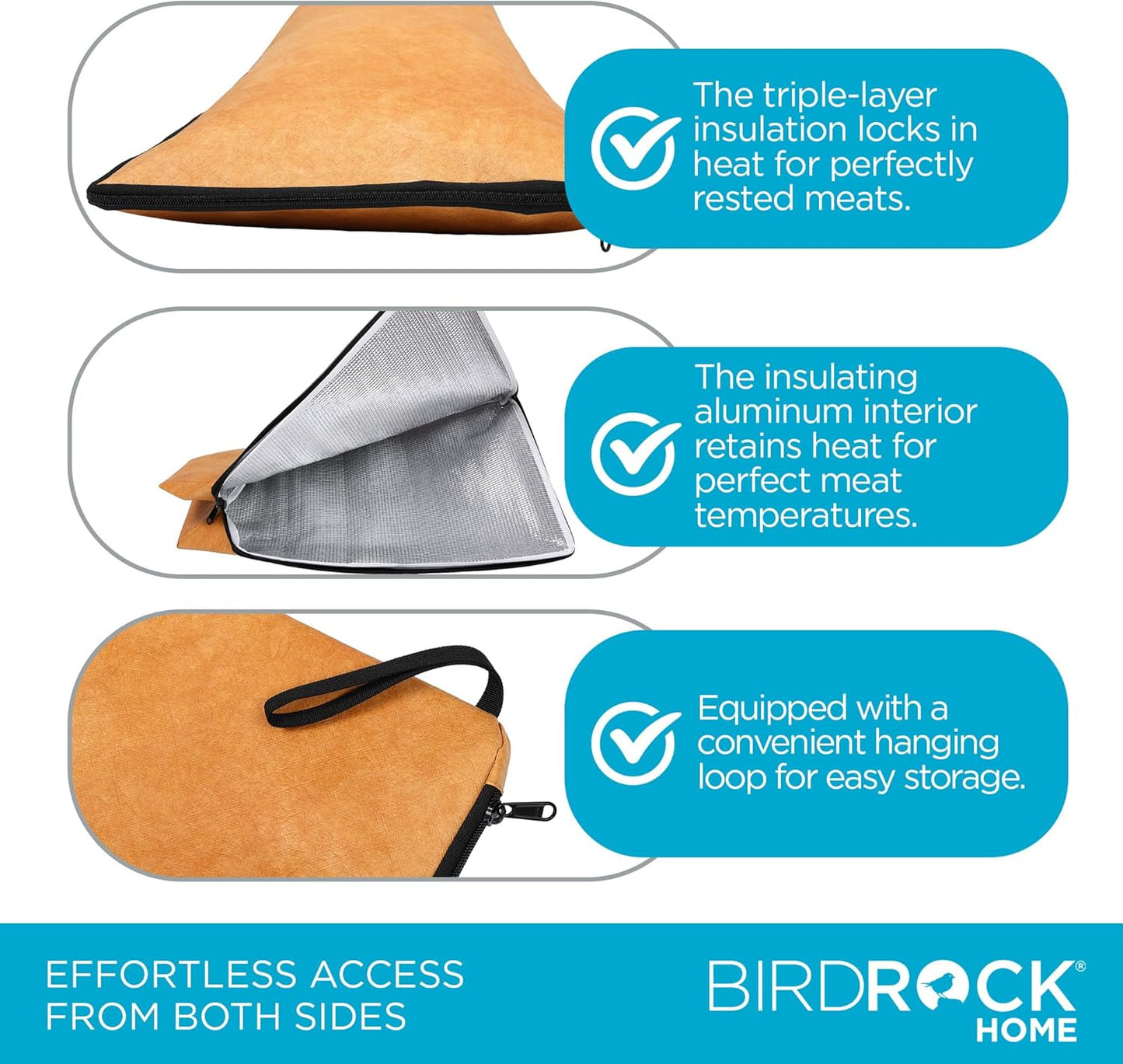 BIRDROCK HOME BBQ Resting Bag - Triple Layer Insulated Meat Resting Ba
