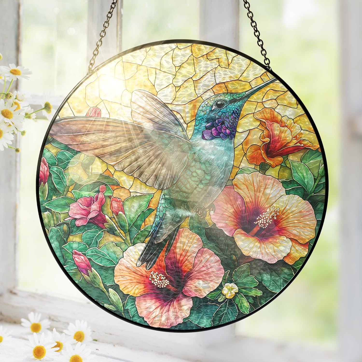 FLAGWIX Hummingbird Gifts for Women - Stained Glass Window Hanging 8 i